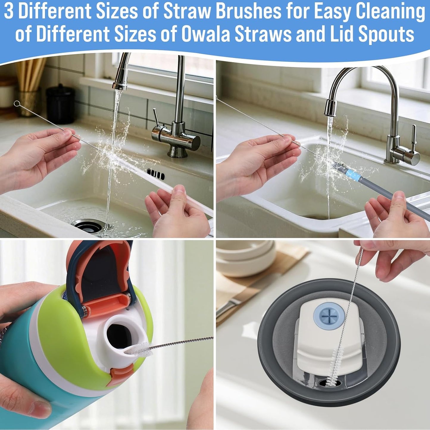 XANGNIER 5 in 1 Bottle Cleaning Brush Set,Multifunctional Water Bottle Brush and Straw Cleaner Brush,Cleaning Tool Kit for Owala/Stanley/Yeti/Simple Modern Tumbler Cup Accessories,Kitchen Gadgets