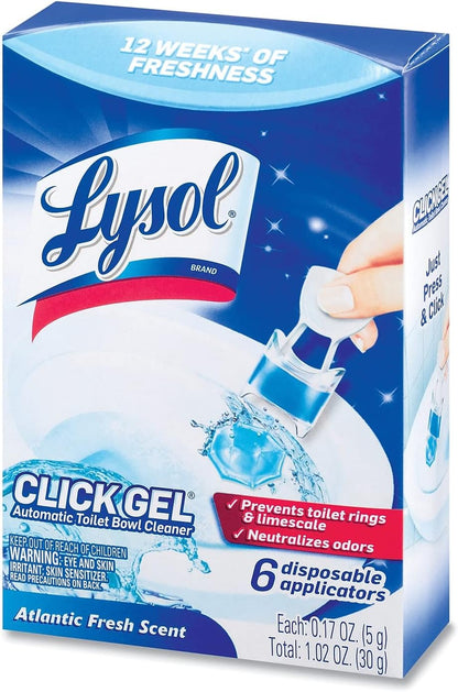 Lysol Click Gel Automatic Toilet Bowl Cleaner, Toilet Gel Stamp, Toilet Freshener, Bathroom Essentials, Refreshing Mango & Hibiscus Scent, 6 Count (Pack of 1)