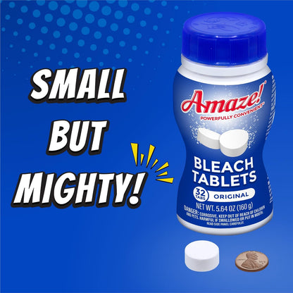AMAZE Ultra Concentrated Bleach Tablets [32 tablets] - Lavender Scent - for Laundry, Toilet, and Multipurpose Home Cleaning. No Splash Liquid Bleach Alternative