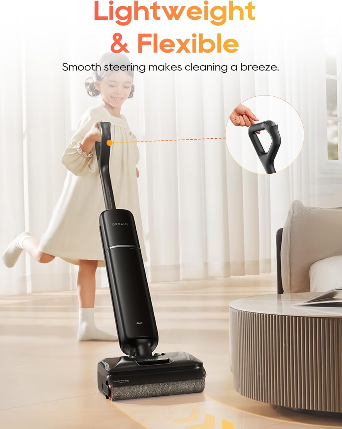 DREAME Aero Pro Wet Dry Vacuum Mop, Ultra-Slim with Hot Self-Cleaning/Self-Drying, 0 Hair Tangle Great for Pet Owner, Powerful Wet Dry Vacuum with 60min Runtime, Pick-up & Mop at The Same Time