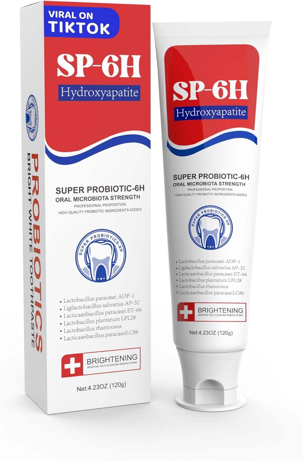 7.5% Nano Hydroxyapatite Toothpaste, SP-6 Probiotic Toothpaste, Helps Remineralize, Strengthens Enamel, Dentist-Formulated Whitening Toothpaste for Sensitive Teeth, Fluoride-Free, 4.23 oz 2Pack