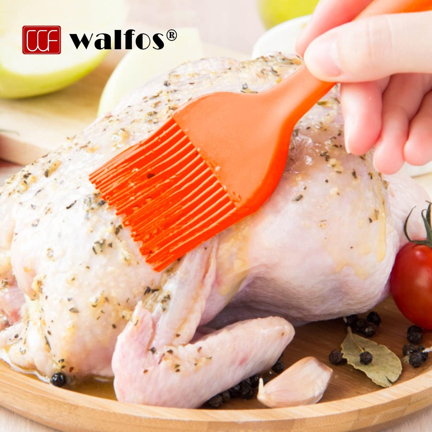 Walfos Silicone Basting Pastry Brush, Heat Resistant Pastry Brush Set, Strong Steel Core and One-Pieces Design, Perfect for BBQ Grill Baking Kitchen Cooking, BPA Free and Dishwasher Safe, 2 Pcs (Blue)