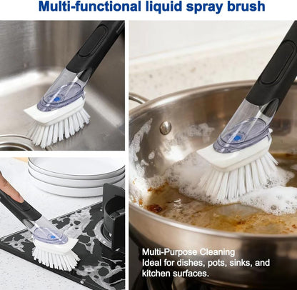 CELOX Dish Brush with Soap Dispenser, Heavy Duty Dish Brush for Cleaning Kitchen