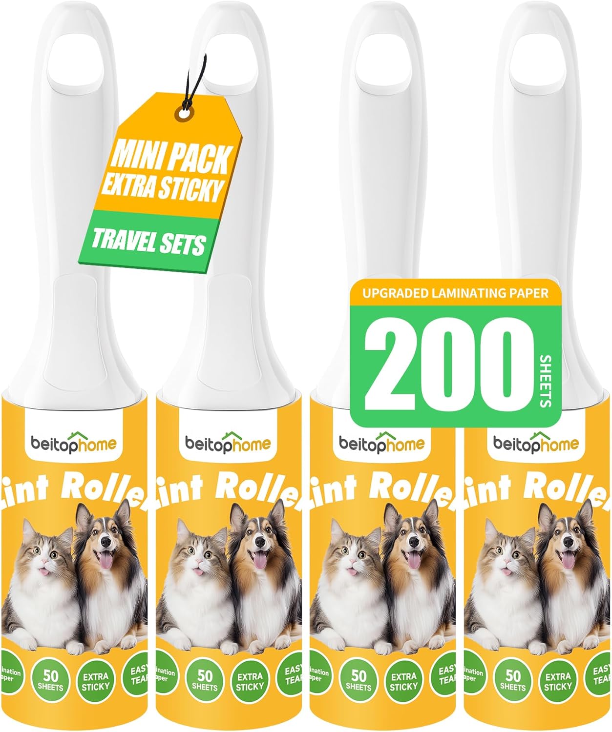 Extra Sticky Lint Roller for Pet Hair, 600 Sheets with 2 Reinforced Handles, Heavy Duty Lint Roller for Clothes, Couch, Furniture & Car