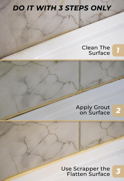 Tile Grout Repair, Grey 8.8 oz/250gr. Fast Drying Grout Repair Kit, Grout Filler Tube Repair Kit, Tile Grout Paint, Grout Sealer Restore and Renew Bathroom Floor, Tile Gaps, Joints, Lines
