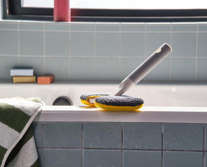 Joseph Joseph CleanTech 2-in-1 Glass Cleaner Shower Squeegee with Washable Microfiber Pad and Space-Saving Foldable Handle