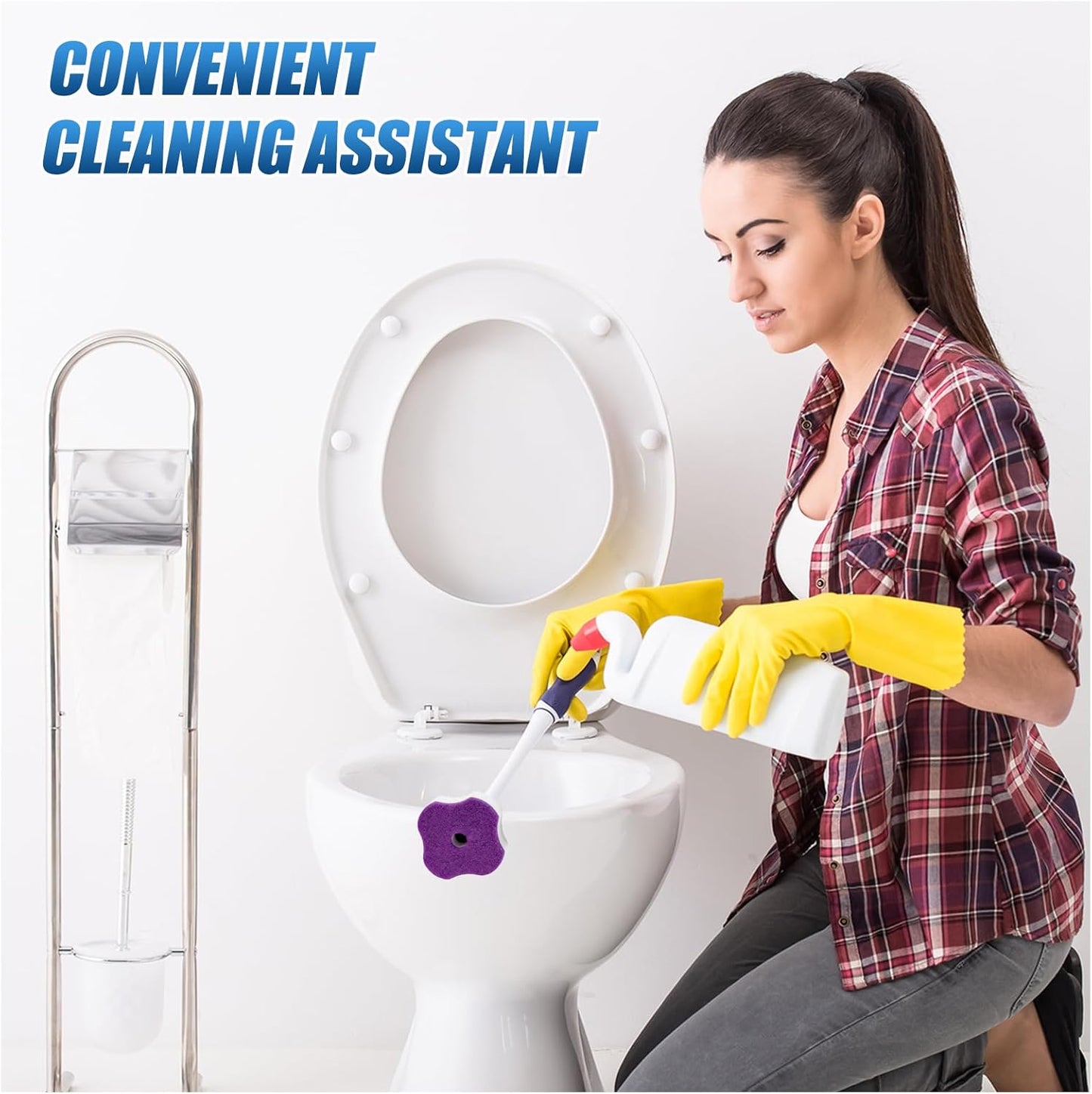 50PC Toilet Bowl Wand Refills, Replacement Heads for Bathroom Washroom Cleaning Pads, Disposable Toilet Brush Refills Lemon Fresh Yellow