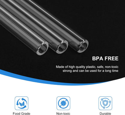6 Pack Replacement Straws Compatible with Stanley IceFlow 2.0 Flip Straw Tumbler with Handle 40oz, Clear Glass Drinking Straws Set for Smoothies Milkshake with 2 Cleaning Brushes