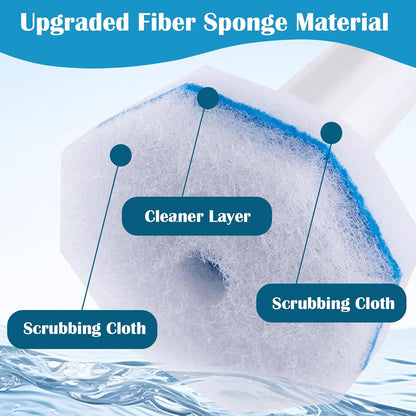 Disposable Toilet Bowl Wand Refills, Toilet Brush Head Pads Compatible with Most Disposable Cleaning Refills Upgraded Bathroom Blue Cleaning Scrubbers Wand Heads - 40 Pcs