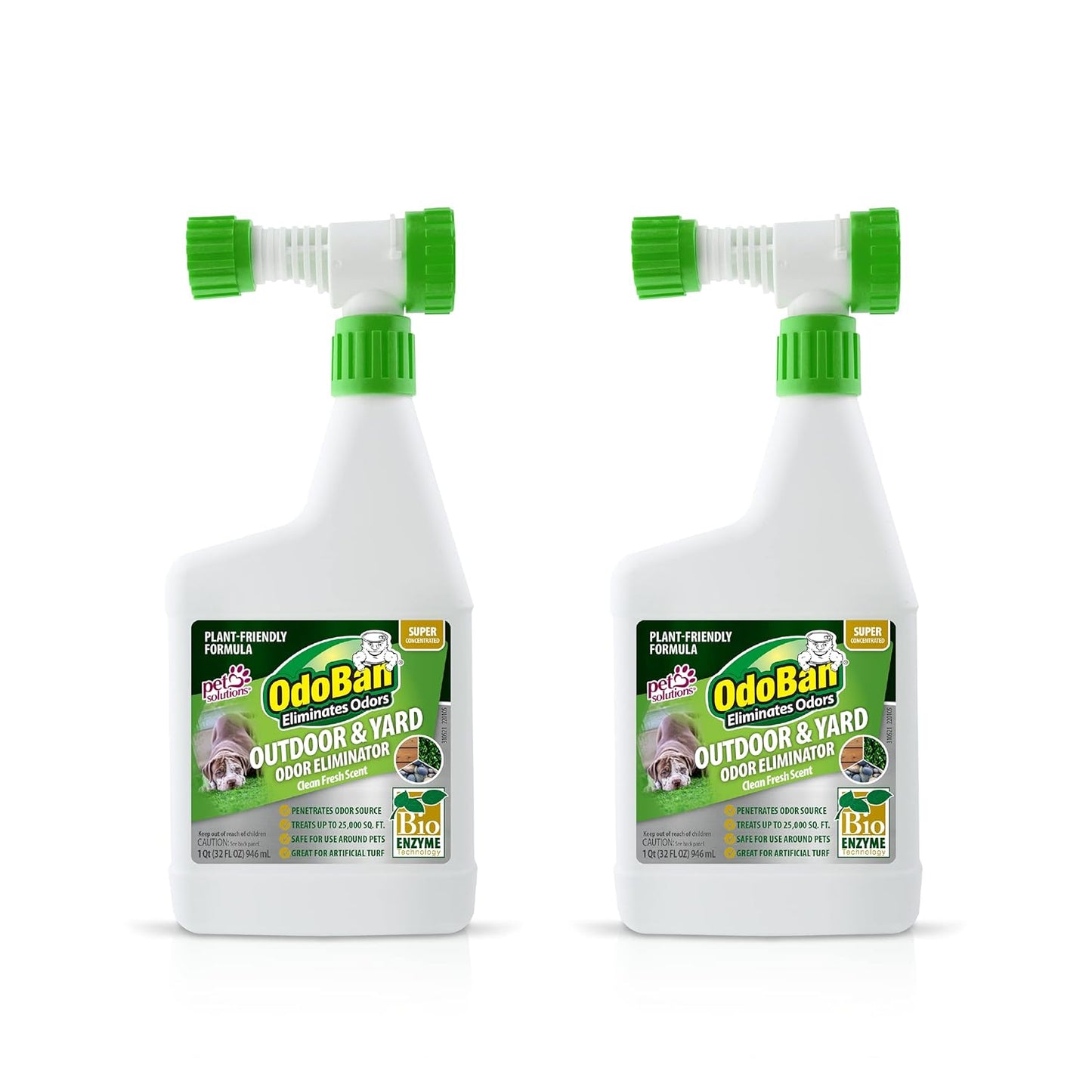 OdoBan Outdoor and Yard Odor Eliminator, Plant-Friendly Formula, Made in the USA, Clean Fresh Scent, 32 Fluid Ounce Bottle with Hose End Sprayer