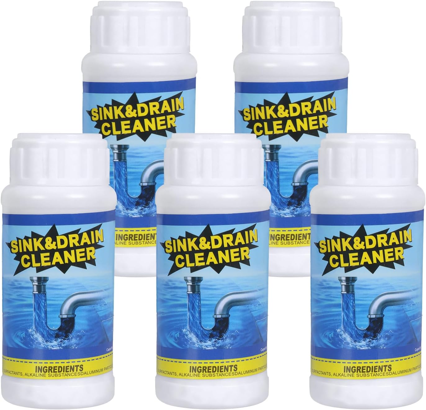 Powerful Sink Drain Cleaner - Fast Foaming Pipeline Dredging Agent for Kitchen Sink,Bathroom & Shower,Toilet Pipes (5pcs, sky blue)