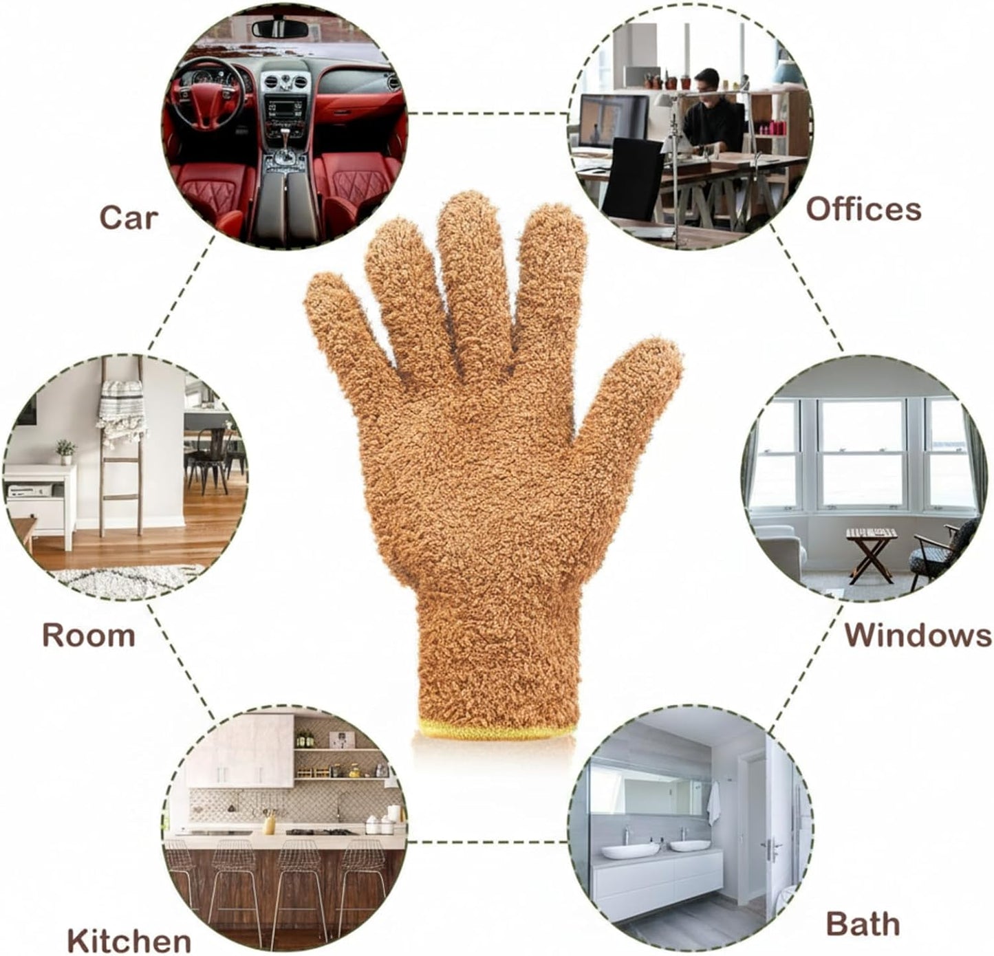 Patelai 2 Pairs Microfiber Gloves for plants Dusting Cleaning Glove Mittens House Cars Blinds Dusting(Blue, Grass Green,Large)