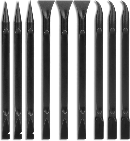 Crevice Cleaning Tool, 9 PCS Carbon Fiber Plastic Scraper Tool Car Detailing Brush Set Non-scratch Multi-purpose Scraper for Clean Small Narrow Spaces and Gaps, Remove Stickers Labels Oil Stains Dirt