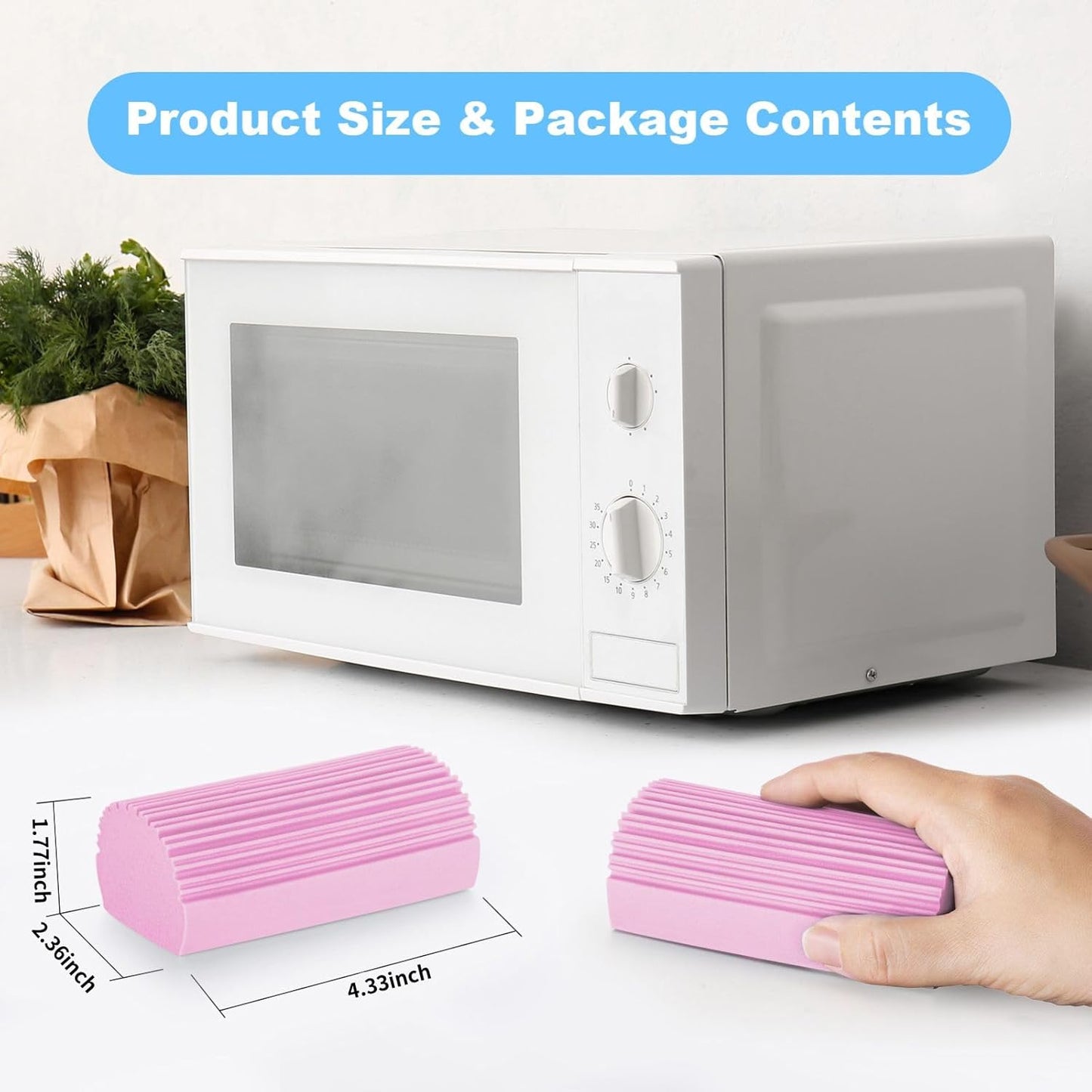2-Pack Damp Duster Sponge for Clean, Magic Sponge Eraser Baseboard Cleaner Tool, Dusters for Cleaning Blinds, Glass, Vents, Railings, Mirrors,Window Track Grooves and Faucets