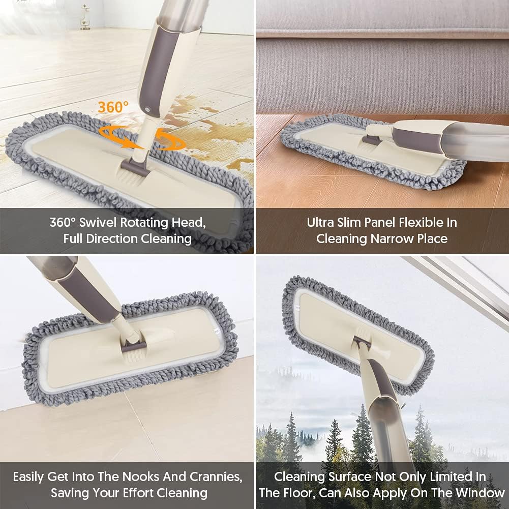 Spray Wet Mops for Hardwood Floor Cleaning: MEXERRIS Floor Mop with 5 Washable Pads for Swiffer Powermop & 2 Refillable Bottles - Home Commercial Dust Dry Mops for Wood Laminate Vinyl Tiles Ceramic