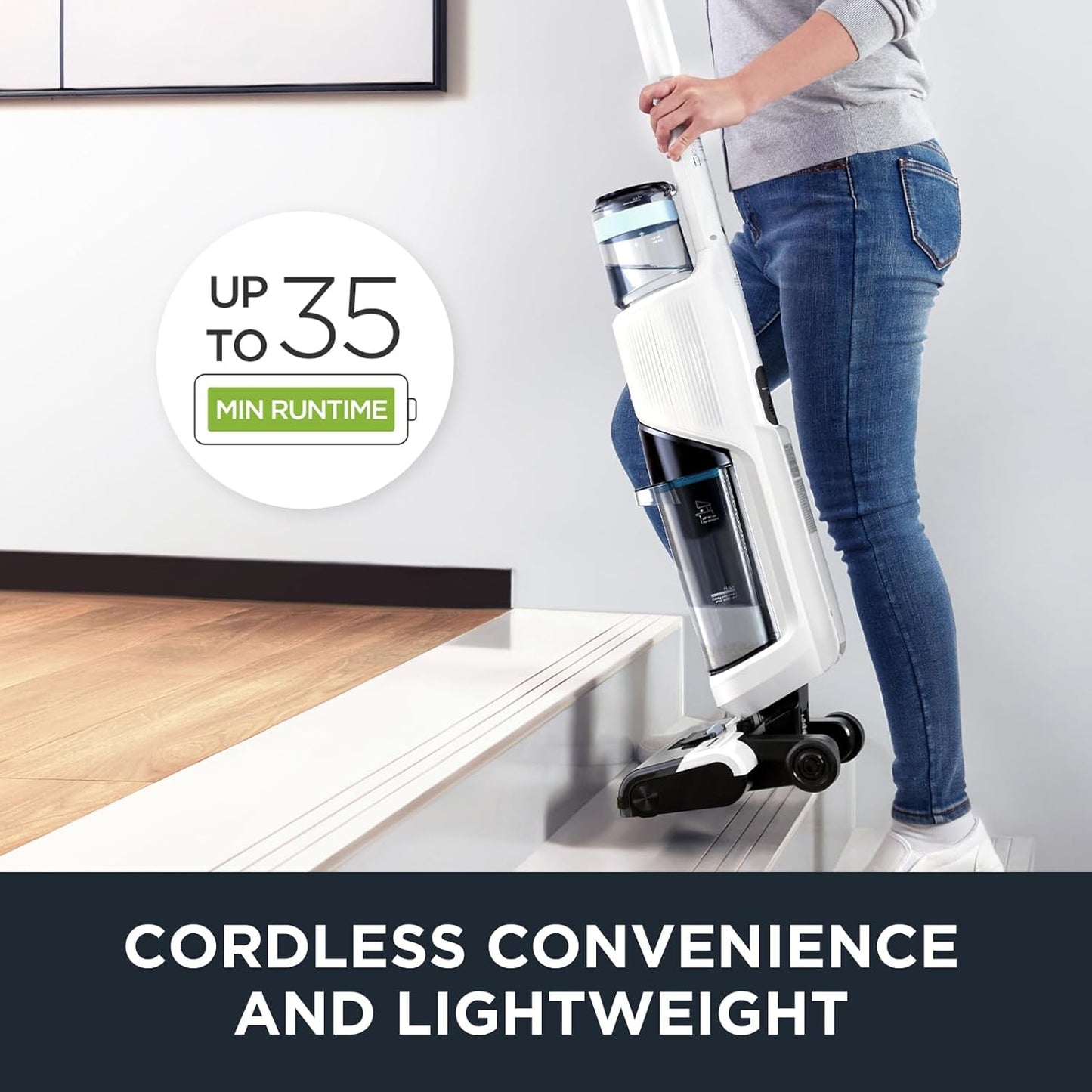 Eureka Wet Dry Vacuum Cleaner Cordless, Mop Vacuum Cleaner with Self-Cleaning System, Lightweight Hardwood Floors Vacuum for Pets and Sticky Messes, Black, NEW630PL