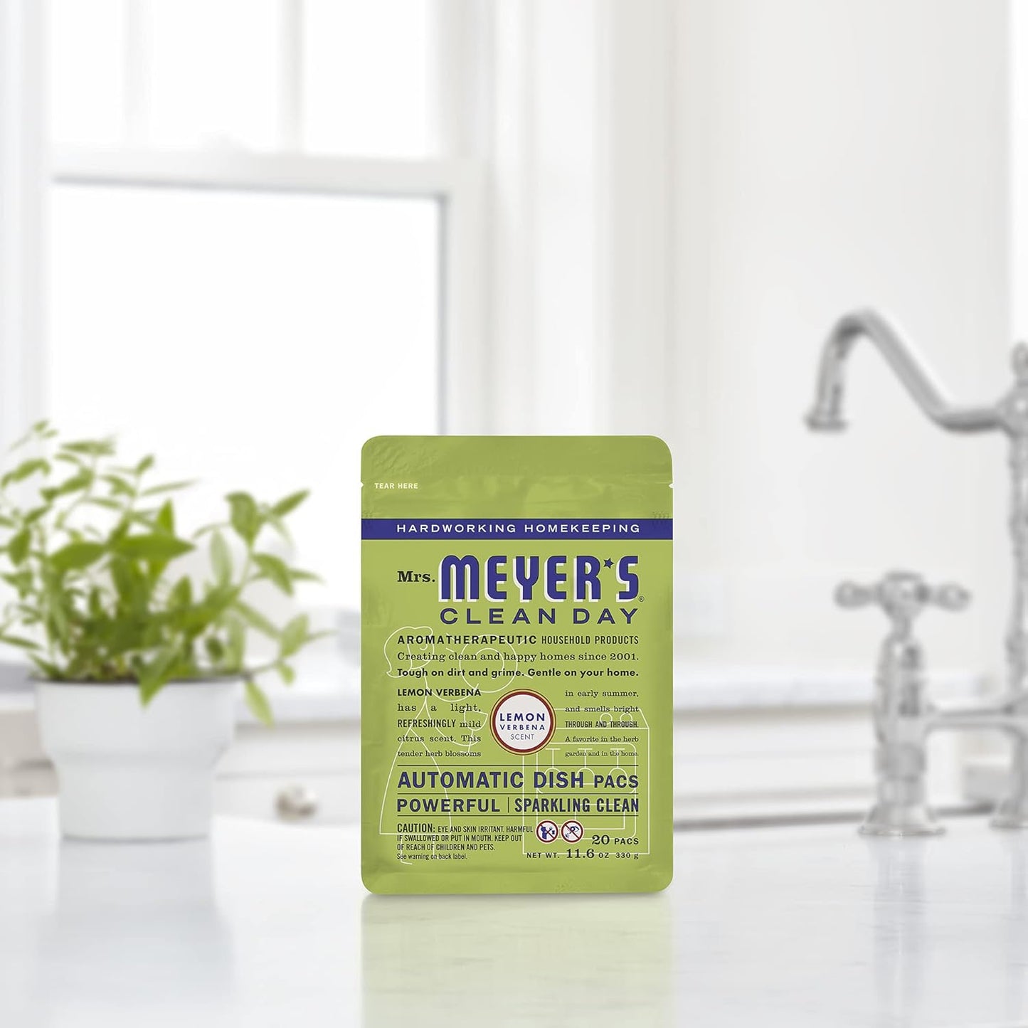 MRS. MEYER'S CLEAN DAY Automatic Dishwasher Pods, Lemon Verbena, 20 Count