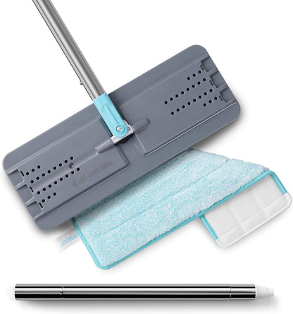 JOYMOOP Flat Mops, Microfiber Mop for Floor Cleaning and Wall Cleaner, 50" Mop Handle with Flexible 13" Flat Head with a Microfiber Mop Pad - White
