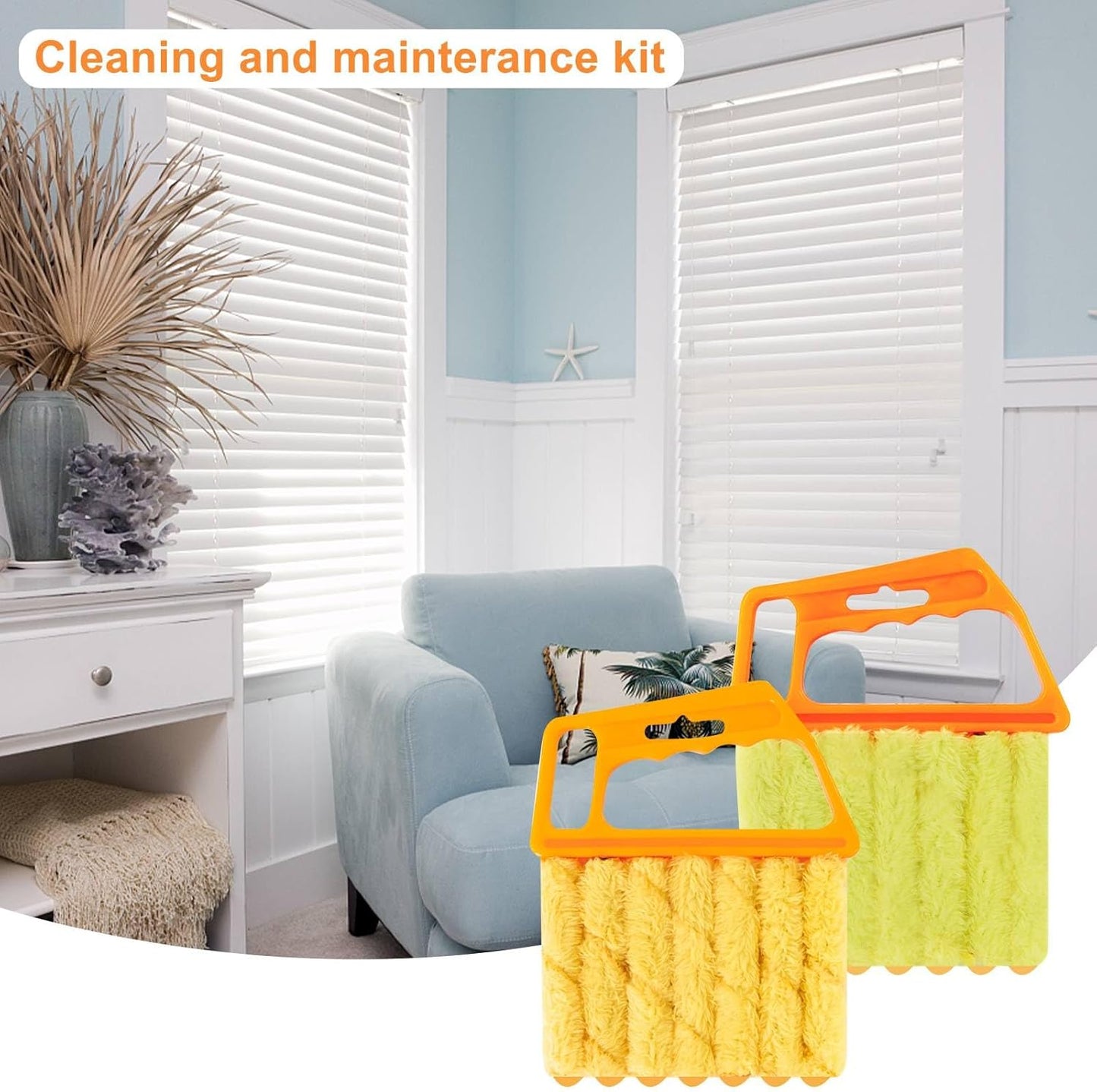 2 Pcs Blind Cleaner - Washable Window Blind Cleaner Duster Tool, Hand-Held Blind Duster for Wood Dlinds Mini Duster Brush Blind Dust Cleaner Venetian Shades Brush Window