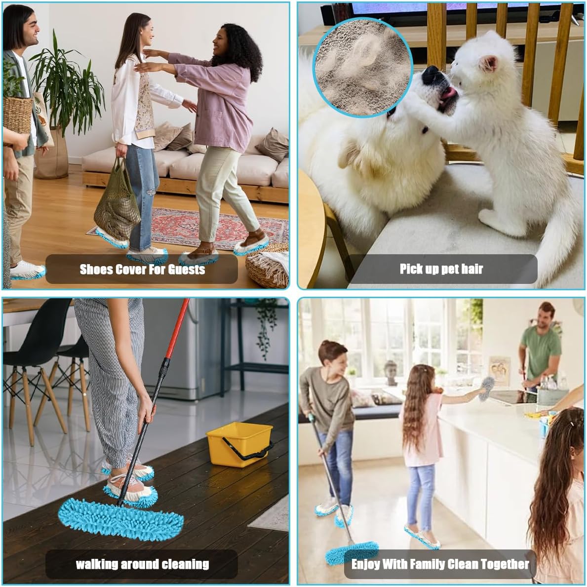 8 Pcs Mop Slippers Socks Floor Cleaning,Microfiber Shoe Covers dust Washable Reusable for Woman Man House Kitchen (Dark Grey)