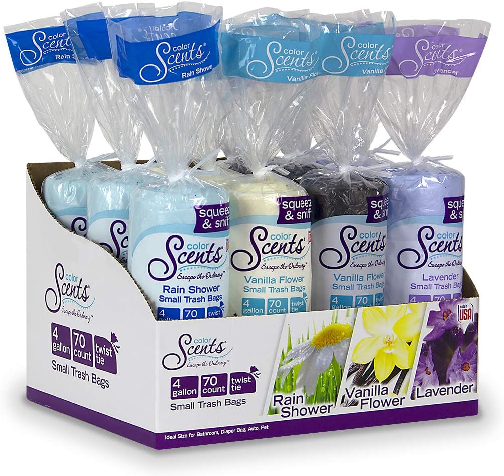 Color Scents 4 Gallon Garbage Bags – Small Scented Trash Bags for Bathroom & Bedroom| 720 Count | Twist Tie | Collection | Made in USA