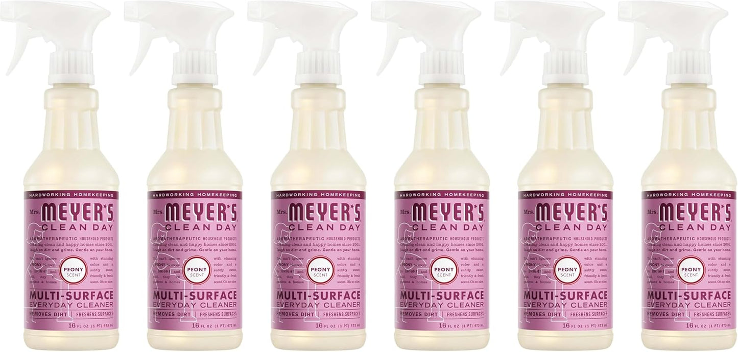 MRS. MEYER'S CLEAN DAY Multi-Surface Everyday Cleaner, Peony Scent, 16 Fl Oz Bottle - 3 Pack
