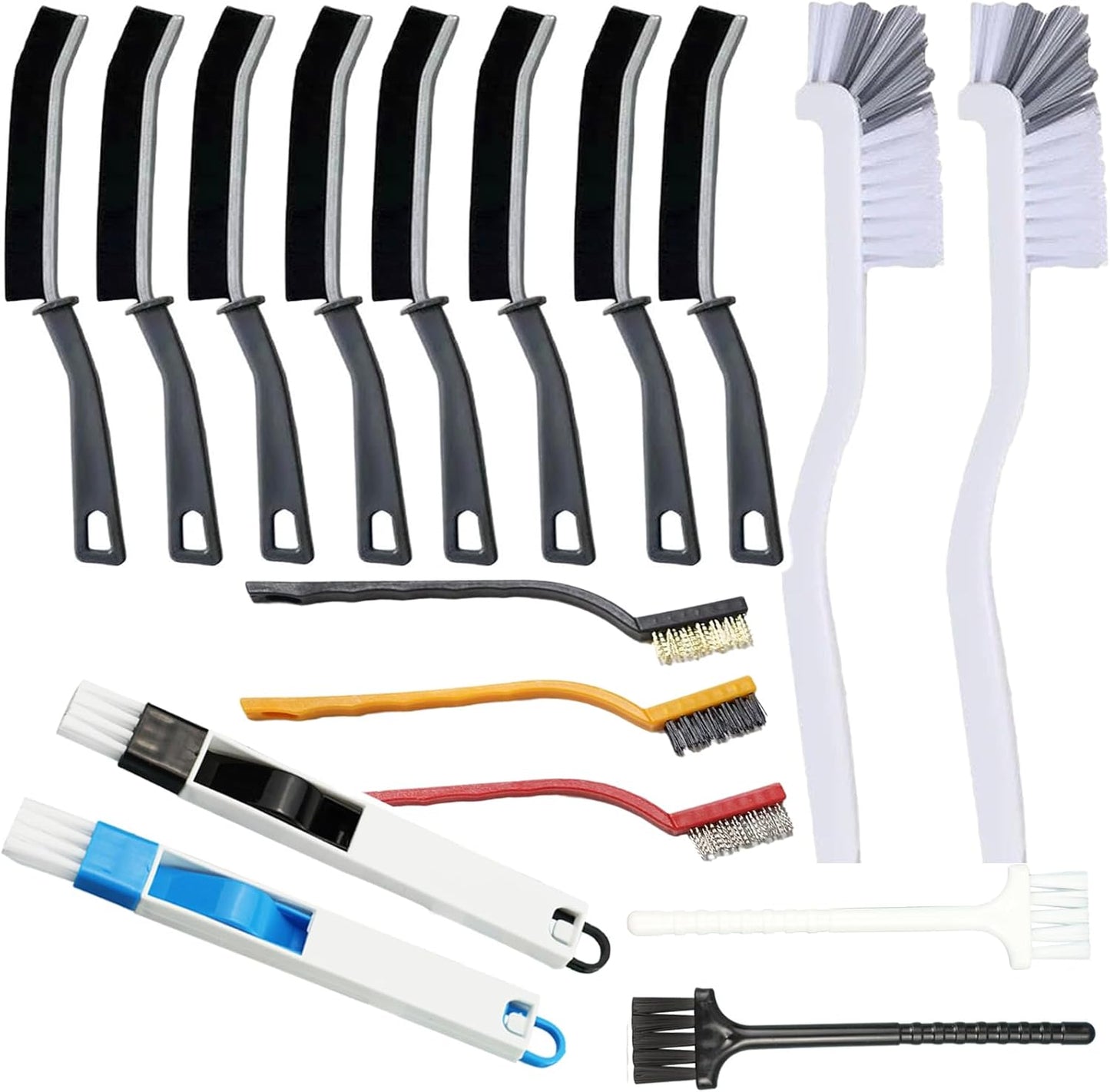 Narrow Crevice Cleaning Brush and Scraper Tools Set 14 Pcs Hard Bristle Gap Cleaning Supplies Brushes Small Spaces Sink Kitchen Bathroom Toilet Grout Shower Window Track Tub Faucets Cup