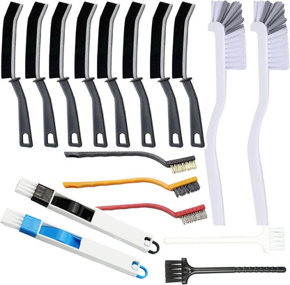 Narrow Crevice Cleaning Brush and Scraper Tools Set 14 Pcs Hard Bristle Gap Cleaning Supplies Brushes Small Spaces Sink Kitchen Bathroom Toilet Grout Shower Window Track Tub Faucets Cup