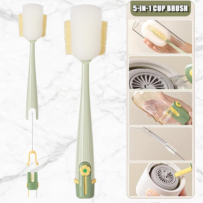 Water Bottle Cleaning Brush Set, Multifunctiona Brush and Straw Cleaner, 5 in 1 Long Handle Bottle Cleaning Brush