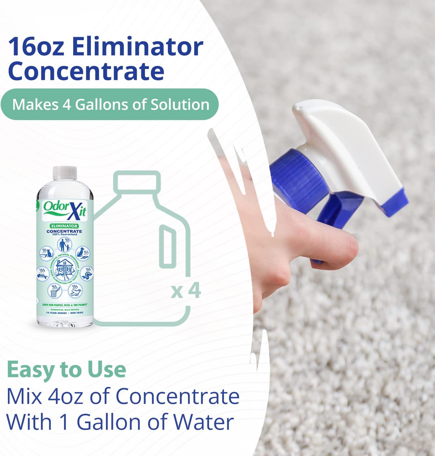 Pet Urine Odor Eliminator Spray, Ideal for Cat, Dog Poo and Urine Smell, Versatile & Natural Odor Neutralizer for Home and Outdoor Use, Ready to Use, 16oz
