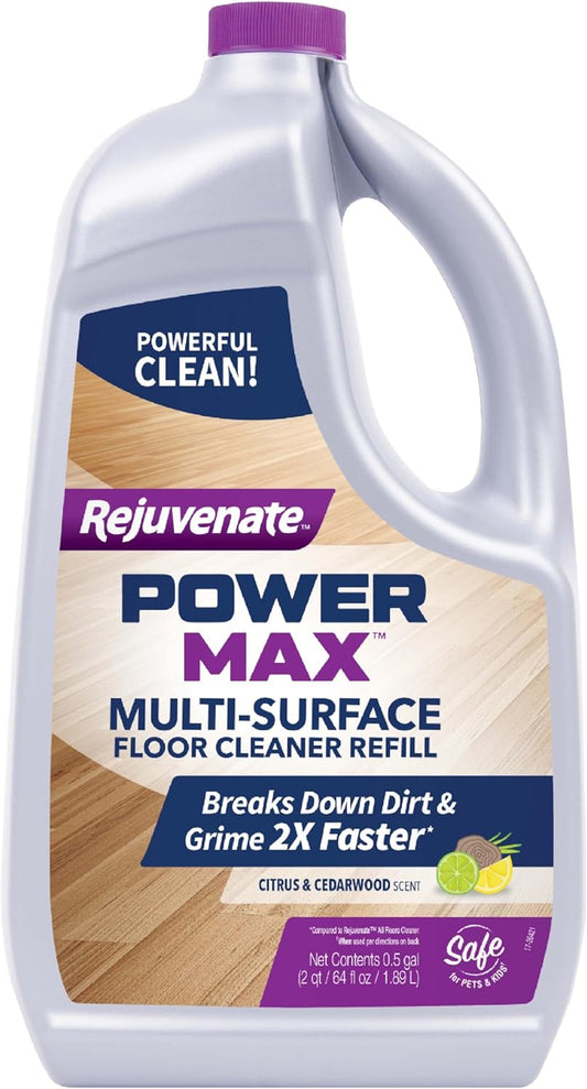 Rejuvenate PowerMax Multi-Surface Floor Cleaner, 128 Ounces, Breaks Down Dirt And Grime On Sealed Hardwood, Tile, Vinyl, Laminate To Deliver A Powerful, Deep Clean With Citrus And Cedarwood Scent