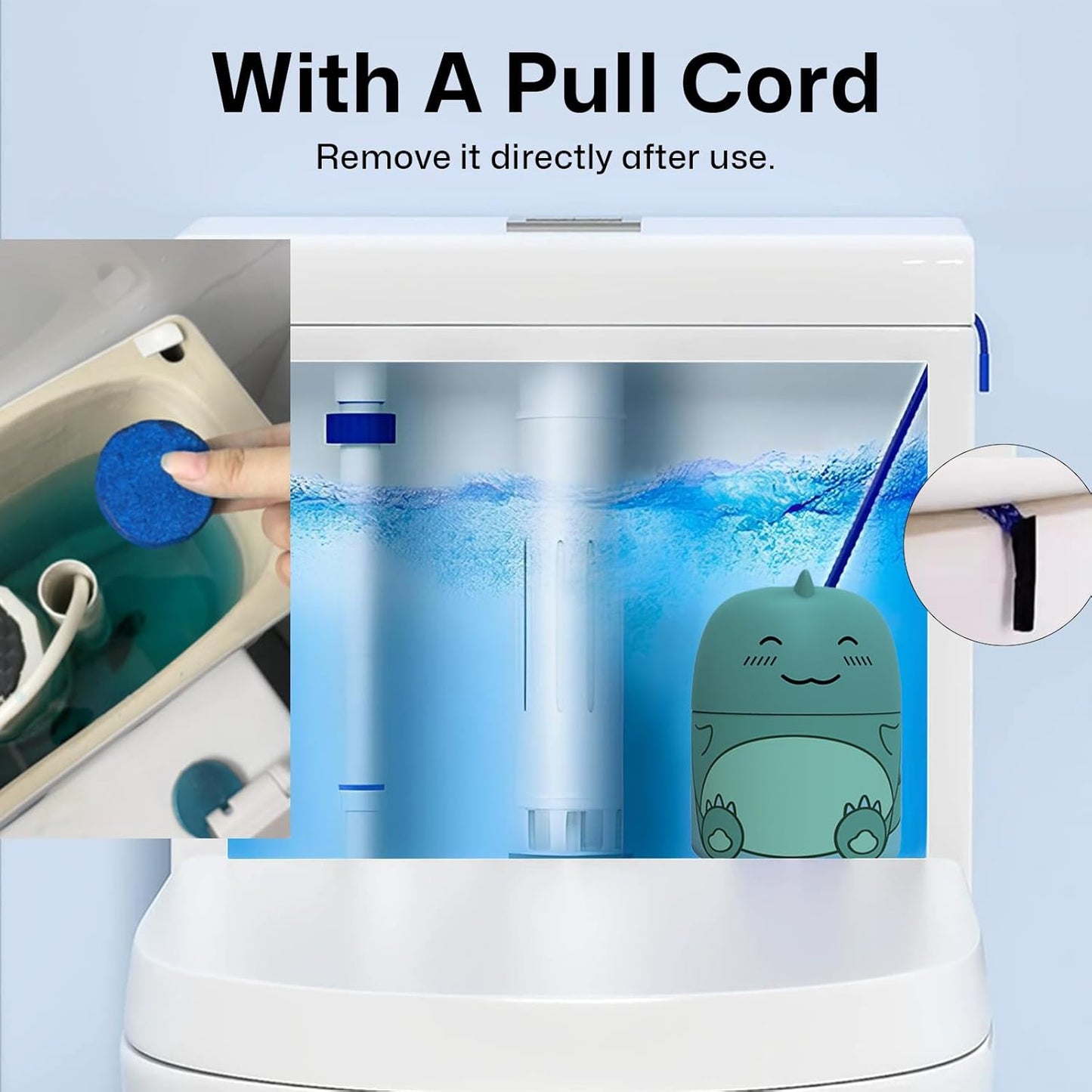 Toilet Bowl Cleaners Automatic Toilet Cleaner for Inside the Bowl Bathroom Toilet Tank Cleaner Dinosaur Shape Design Household with Rope Toulet Cleaning Supplies - Pink Peach Scent