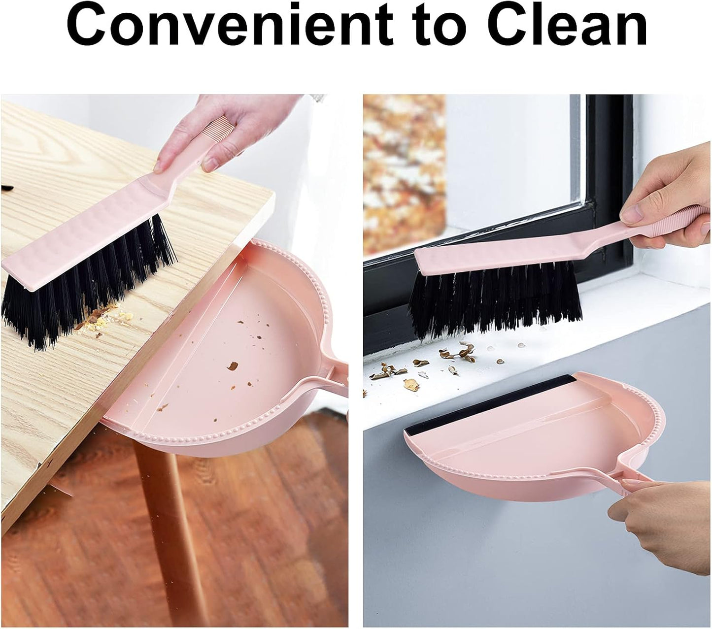 Small Mini Broom & Pink Dustpan Set for Home Kitchen Office Car