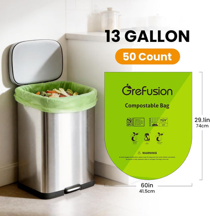 GreFusion Compostable Bags 1.2 Gallon,125 Count, Fits 0.75,1,1.2,1.3,1.6,1.8 Gallon Countertop Bin, Small compost bags, Certified by BPI, ASTM D6400 and OK Compost