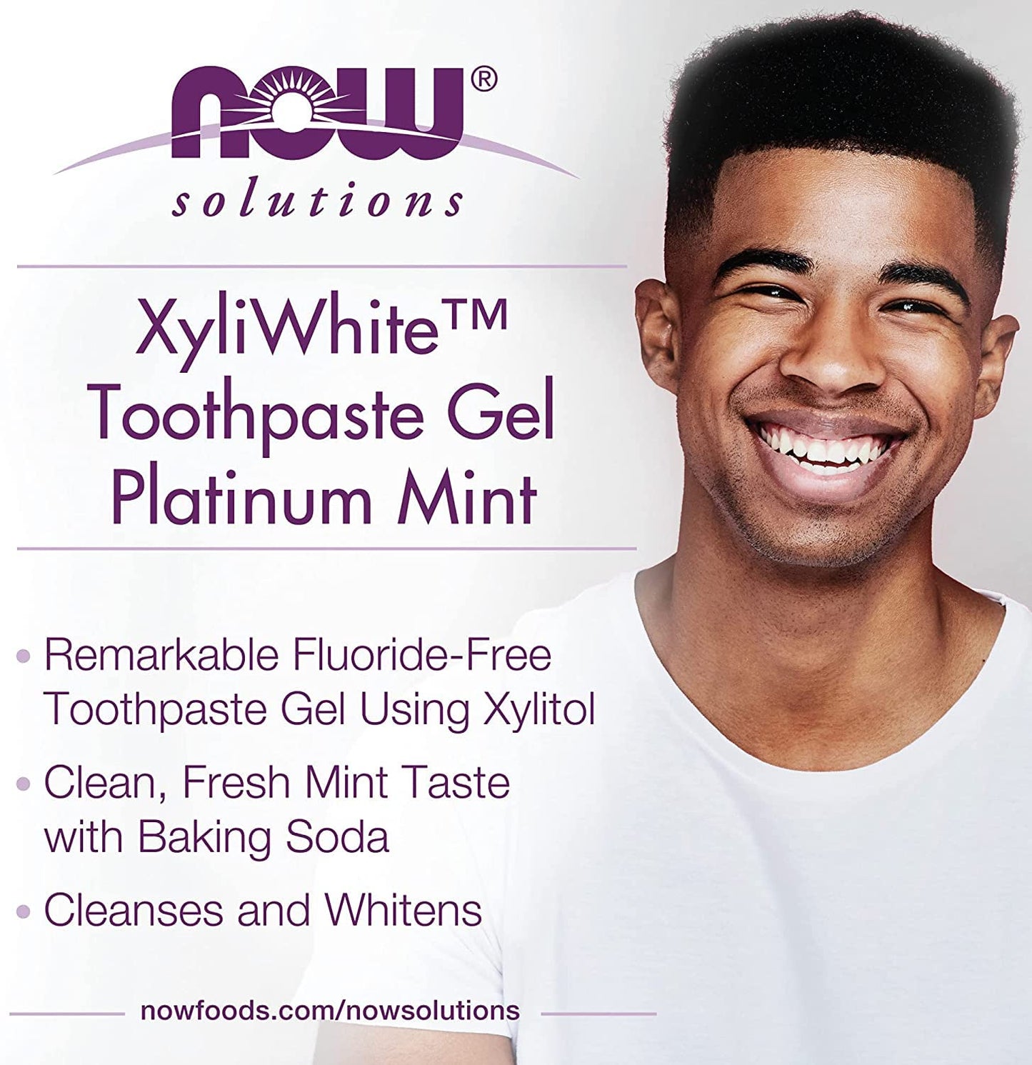NOW Solutions, Xyliwhite™ Toothpaste Gel, Platinum Mint, Cleanses and Whitens, Fresh Taste, 6.4-Ounce