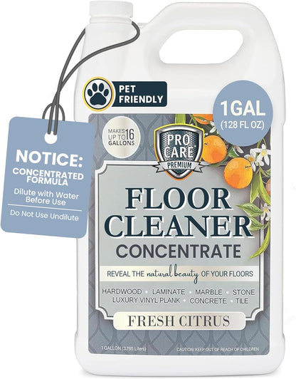 ProCare Floor Cleaner (Made in USA) | Tile, Stone, Laminate, Vinyl & Natural Wood Floor Cleaner for Mopping, Household Supplies, Cleaning Solution with Citrus Aroma - 1 Gal (128 Fl Oz)