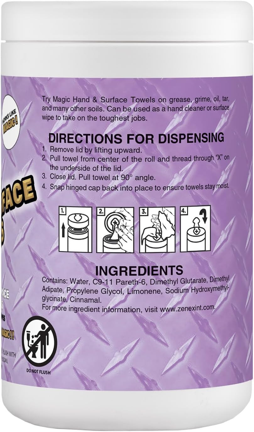 Magic Heavy Duty Cleaning Wipes - Single Sided Hand & Surface Shop Towels | Professional-grade Cleaning | Waterless | Moisturizing | Cleans Grease, Oil, Dirt, & more (3 Pack | 75 Sheets Total)