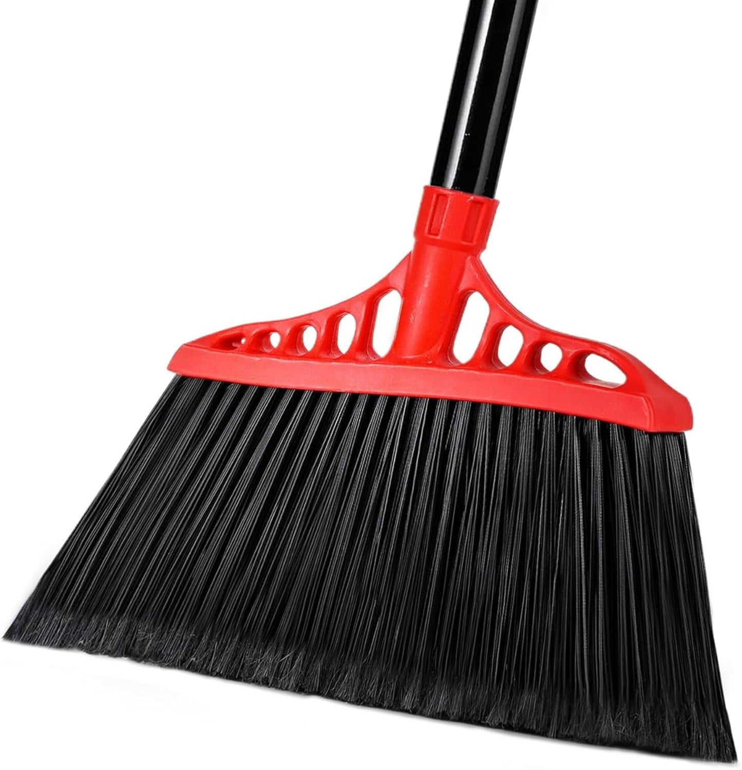 Tiumso 3-Pack Heavy Duty Broom, Commercial Broom with 55" Long Handle Outdoor Indoor, Industrial Brooms for Sweeping Garage Concrete Courtyard Patio Home Kitchen Office - All Black