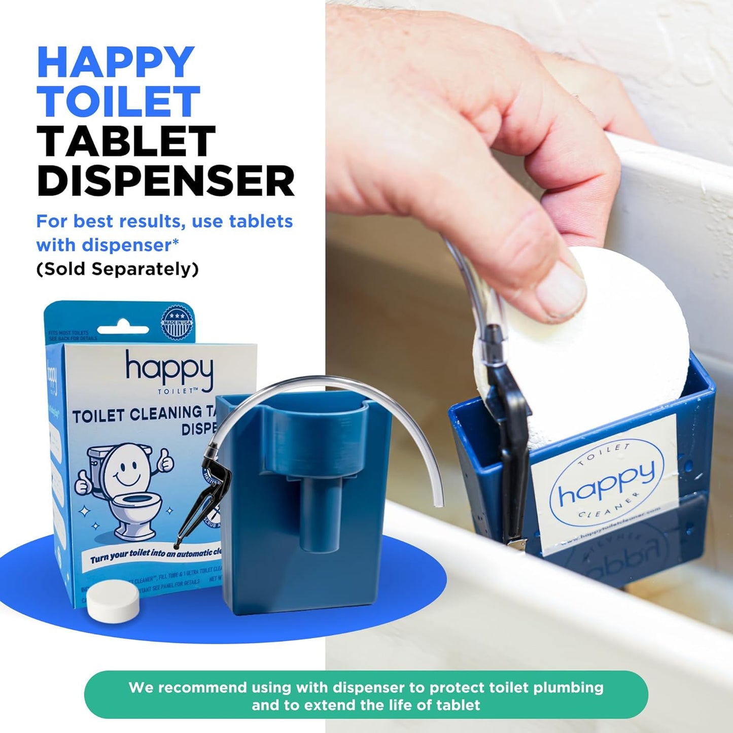 Happy Toilet Cleaner Automatic Toilet Bowl Cleaner Tablets Ultra-Strength Bathroom Toilet Tank Cleaner Tablets for Tank - Toilet Bowl Cleaners Resealable 12-Pack Bag