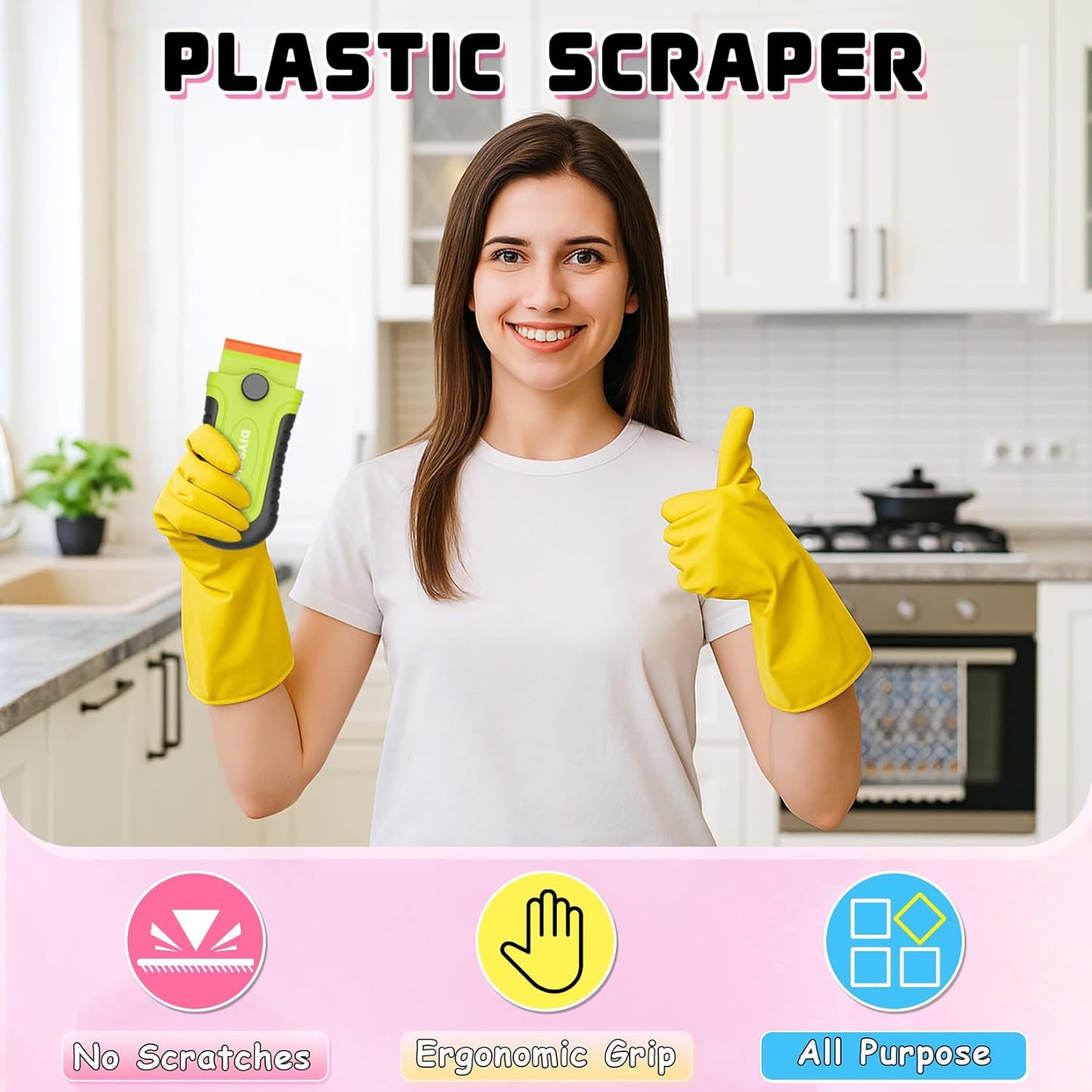 DIYSELF 1 Pack Razor Blade Scraper with 15 Extra Blades, Scraper Tool for Cleaning Window, Paint, Cooktop, Oven, Glass Stove Top Scraper, Razor Scraper with Buit-In Blade Storage