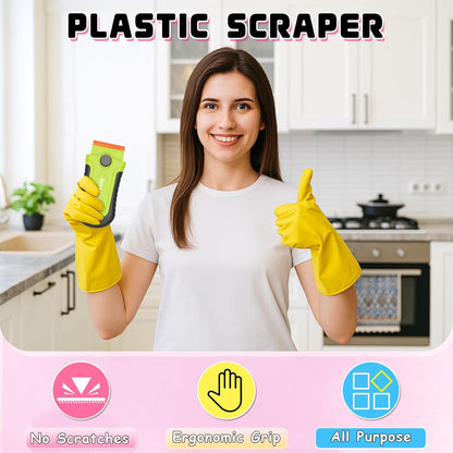 DIYSELF 1 Pack Razor Blade Scraper with 15 Extra Blades, Scraper Tool for Cleaning Window, Paint, Cooktop, Oven, Glass Stove Top Scraper, Razor Scraper with Buit-In Blade Storage