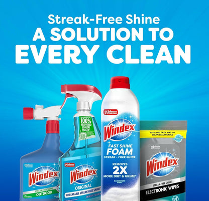 Windex Glass and Window Cleaner, Glass Routine Cleaning Bundle, Includes Original Blue 23oz Trigger Spray Bottle + 19oz Fast Shine Foam