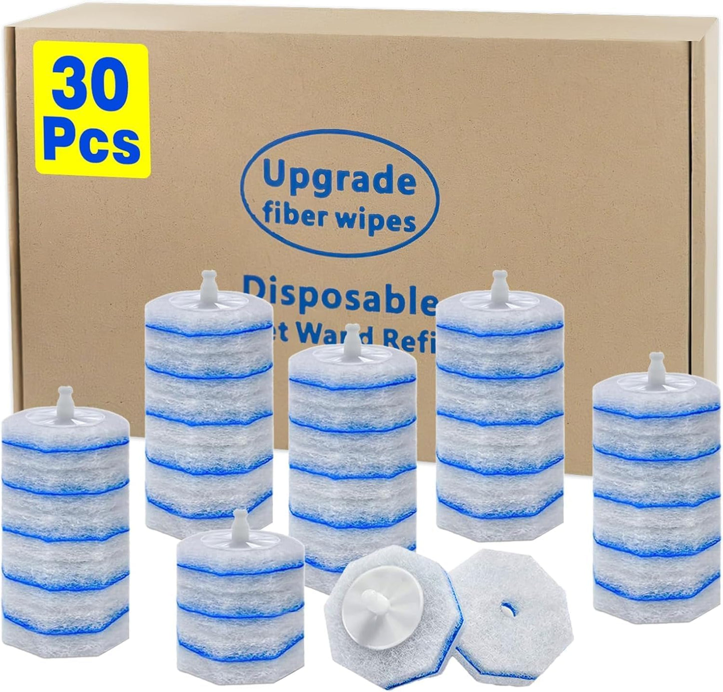 30 Count Toilet Bowl Wand Refills for Clorox, Disposable Toilet Bowl Wand Refill Compatible with Clorox Toilet Bowl Wand Clean System, Upgrade Fiber Bowl Cleaner Brush for Closestool Cleaning.