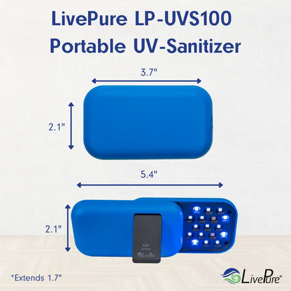 LivePure Handheld UV Light Sanitizer. Portable UV Light for Disinfecting Room, Kitchen, Car, Bathroom, Household Surfaces. Leopard