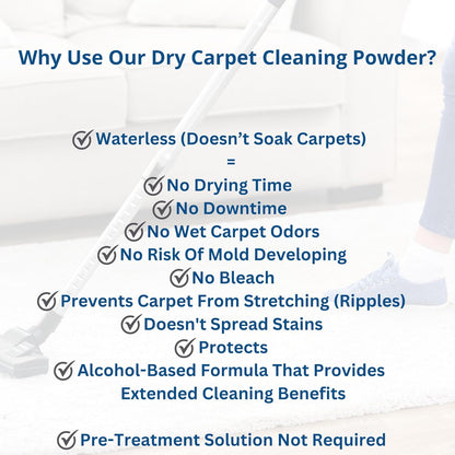 SaniClean Dry Carpet & Rug Cleaning Powder – Deep Cleans, Spill Cleanup, Spot & Stain Remover, Pet Mess | Brush In, Vacuum Out | For Large Areas Or Spot Treatment | No Harsh Chemicals