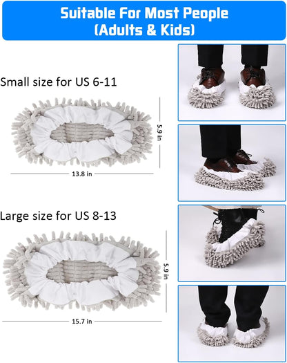 8 Pcs Mop Slippers Socks Floor Cleaning,Microfiber Shoe Covers dust Washable Reusable for Woman Man House Kitchen (Dark Grey)