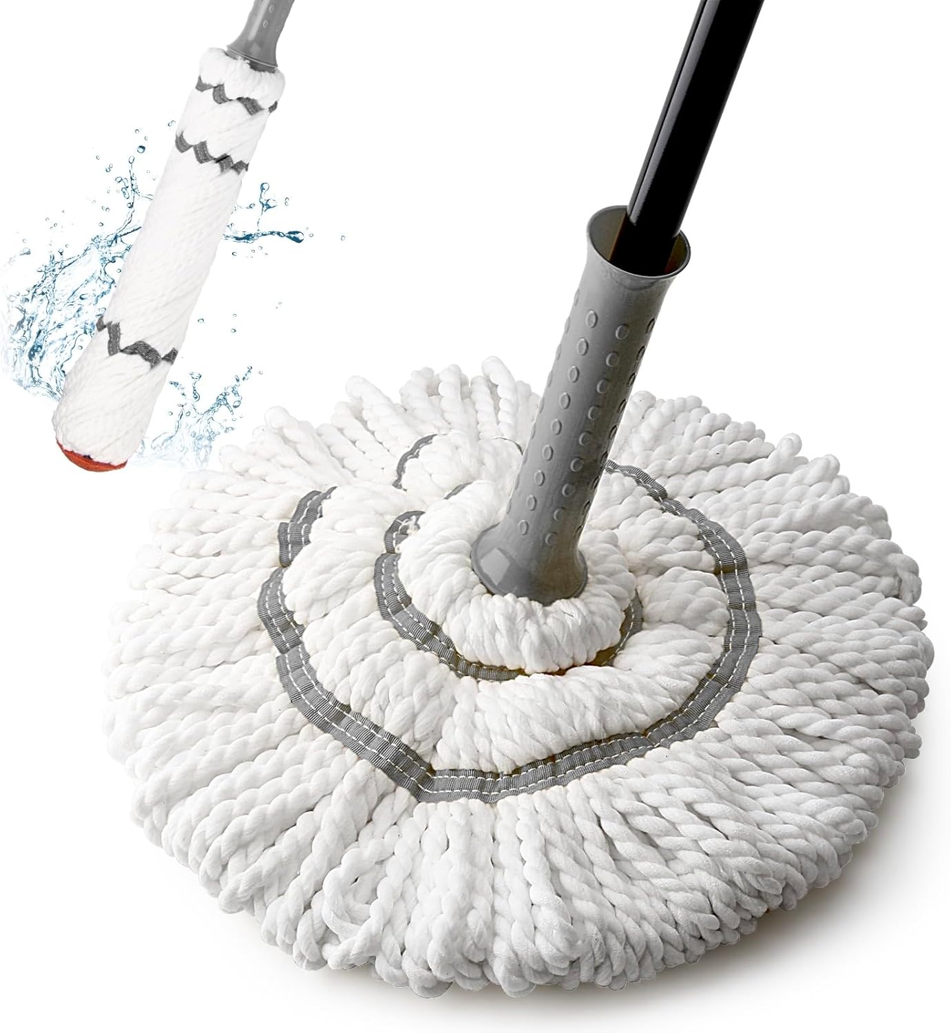 KeFanta Self-Wringing Twist Mop for Floor Cleaning, Long Handled Microfiber Floor Mop with Top Scouring Pad for Kitchen, Hardwood, Restaurant, Bathroom, Garages, Warehouses, Office,57-inch