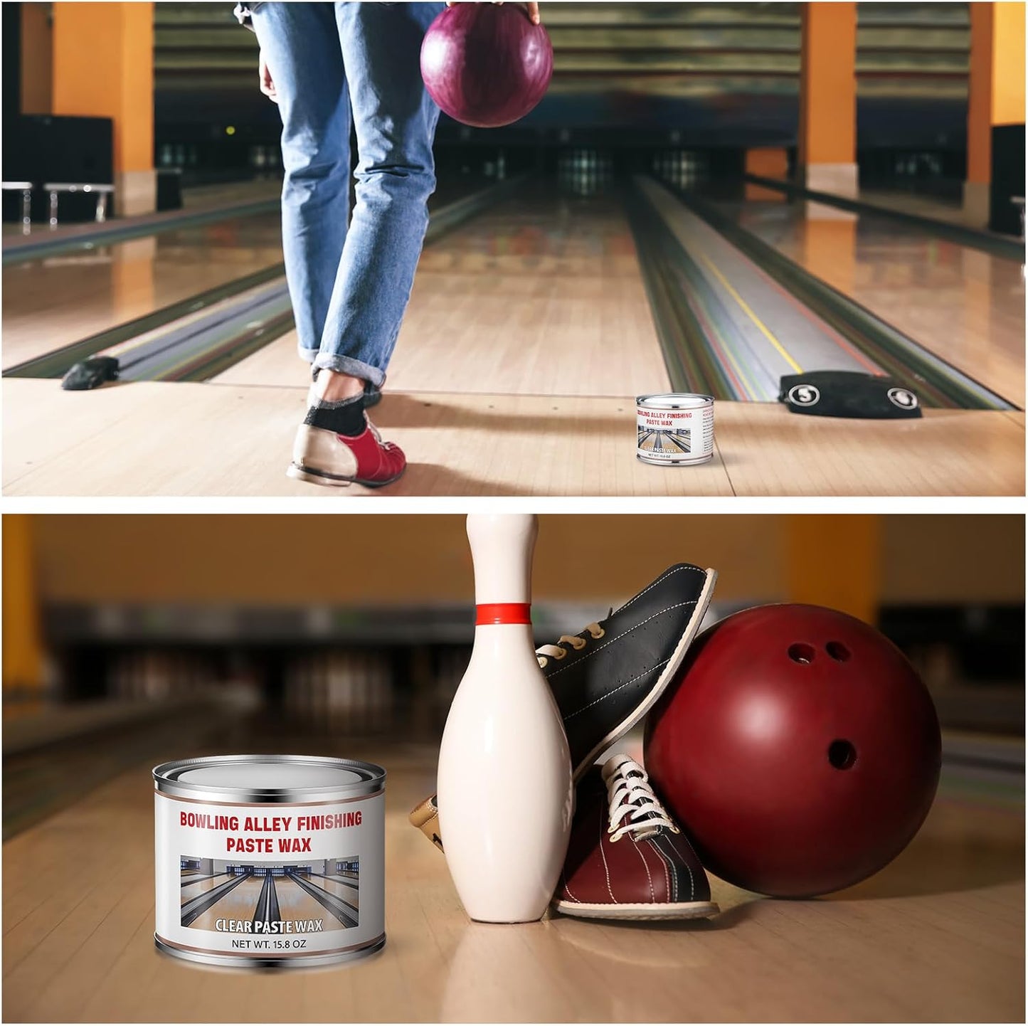 Loopeer 2 Pack Bowling Alley Finishing Paste Wax Natural Paste Finishing Wax Protective Finish Surface for Polishing Cleaning, 17oz Per Can