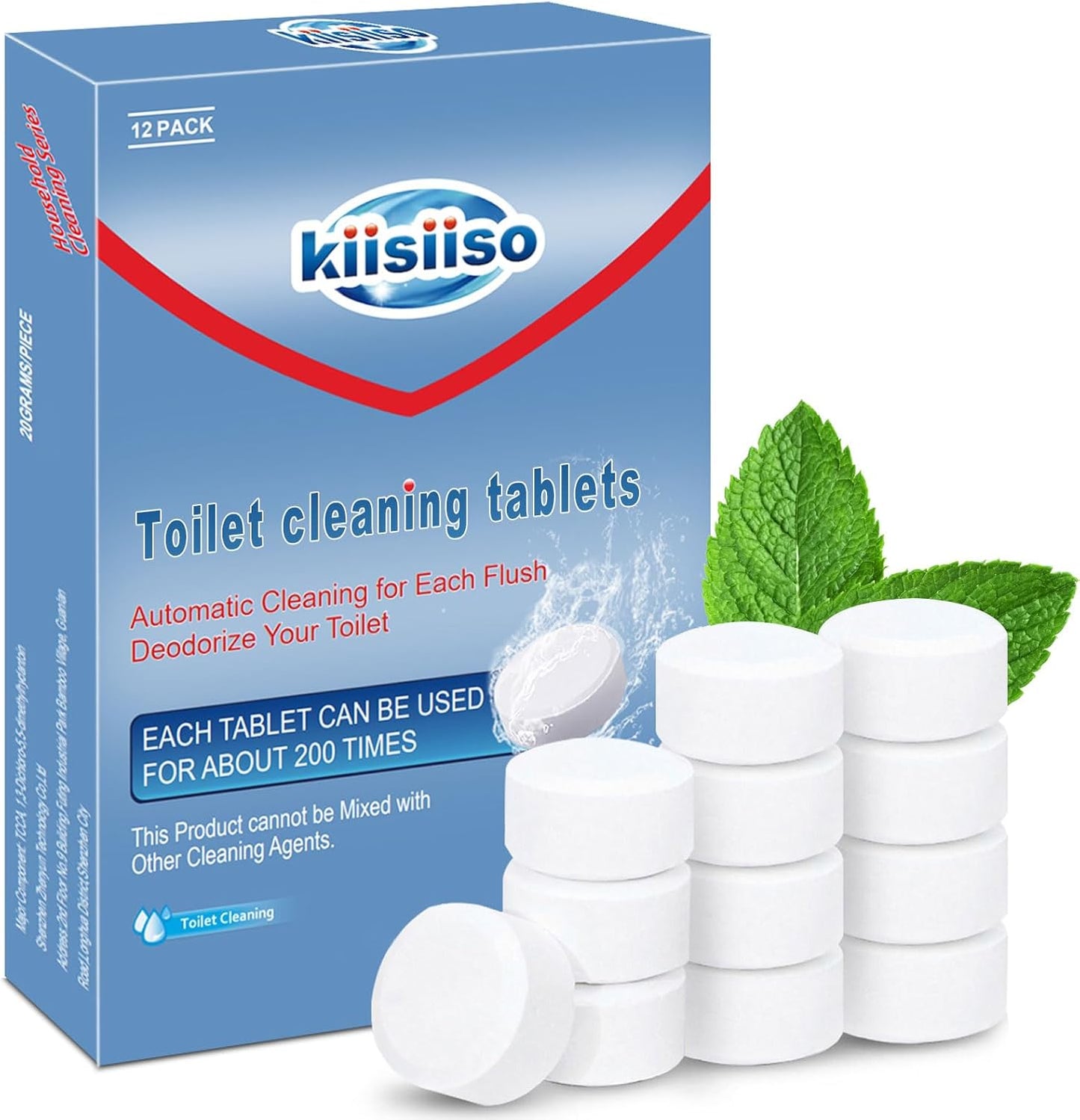 KIISIISO Toilet Bowl Cleaner Tablets 50 PACK, Automatic Bleach Toilet Tank Cleaners, Bathroom Long-Lasting Freshness, Slow-Releasing Powerful Deodorizing & Descaling