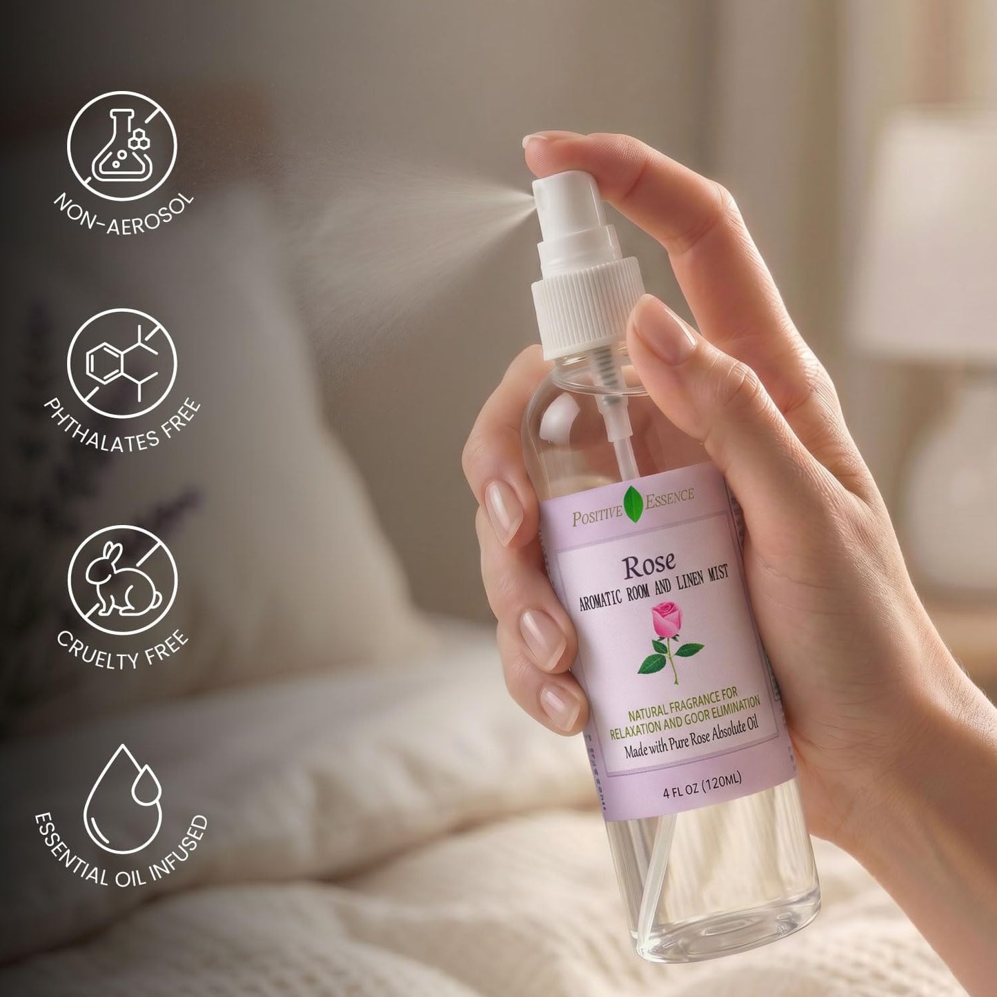 Lavender Room and Pillow Spray, Natural Aromatherapy Sleep Spray with Lavender Essential Oil for Relaxation, Fabric & Bedding Mist, Non-Aerosol Odor Neutralizer